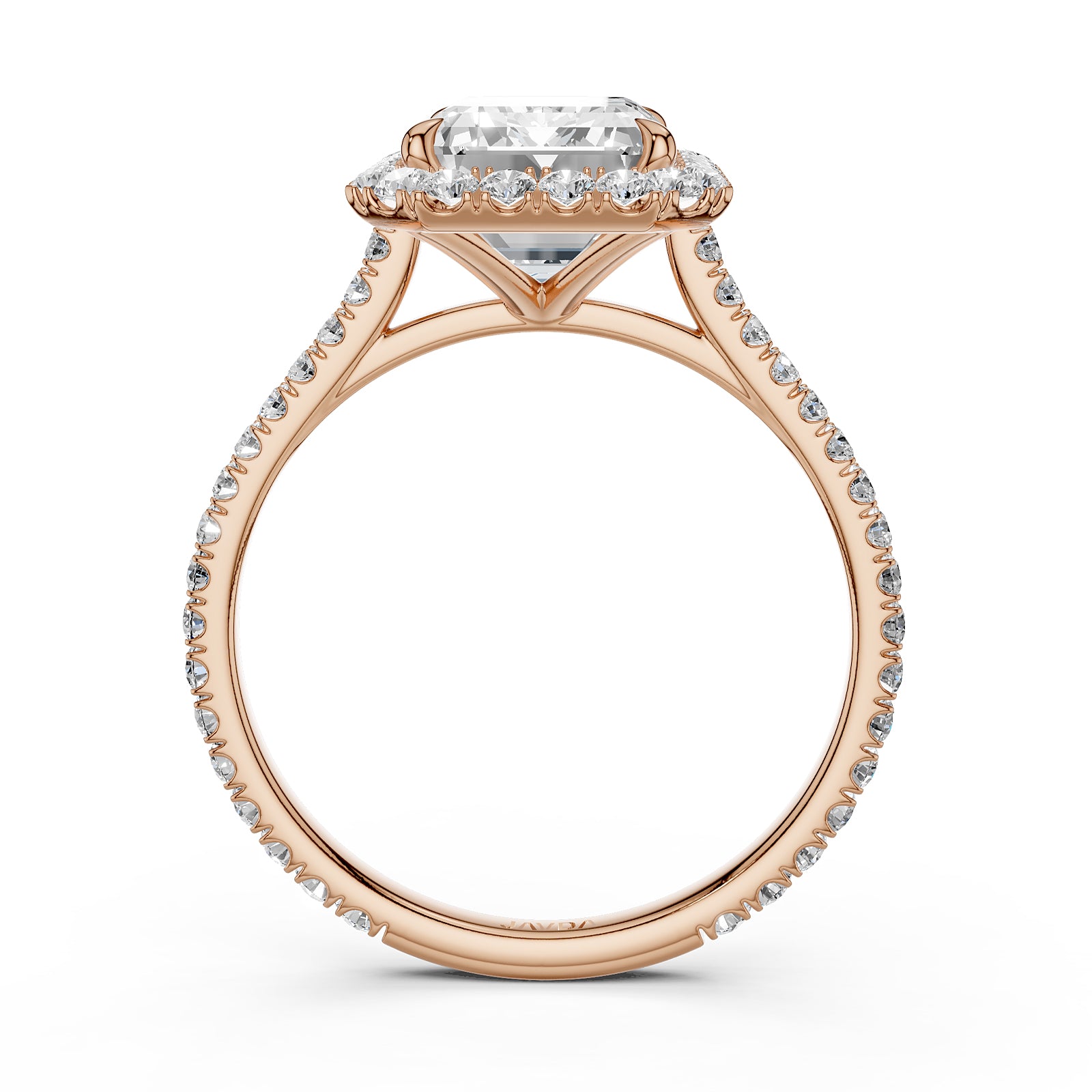 French U Pave Halo 2.54 Ctw. Round IGI Certified Diamond Engagement Ring